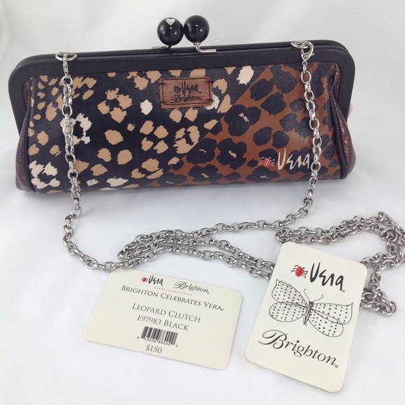 Brighton Vera Leopard Leather Clutch & Bag - Picture 10 of 15